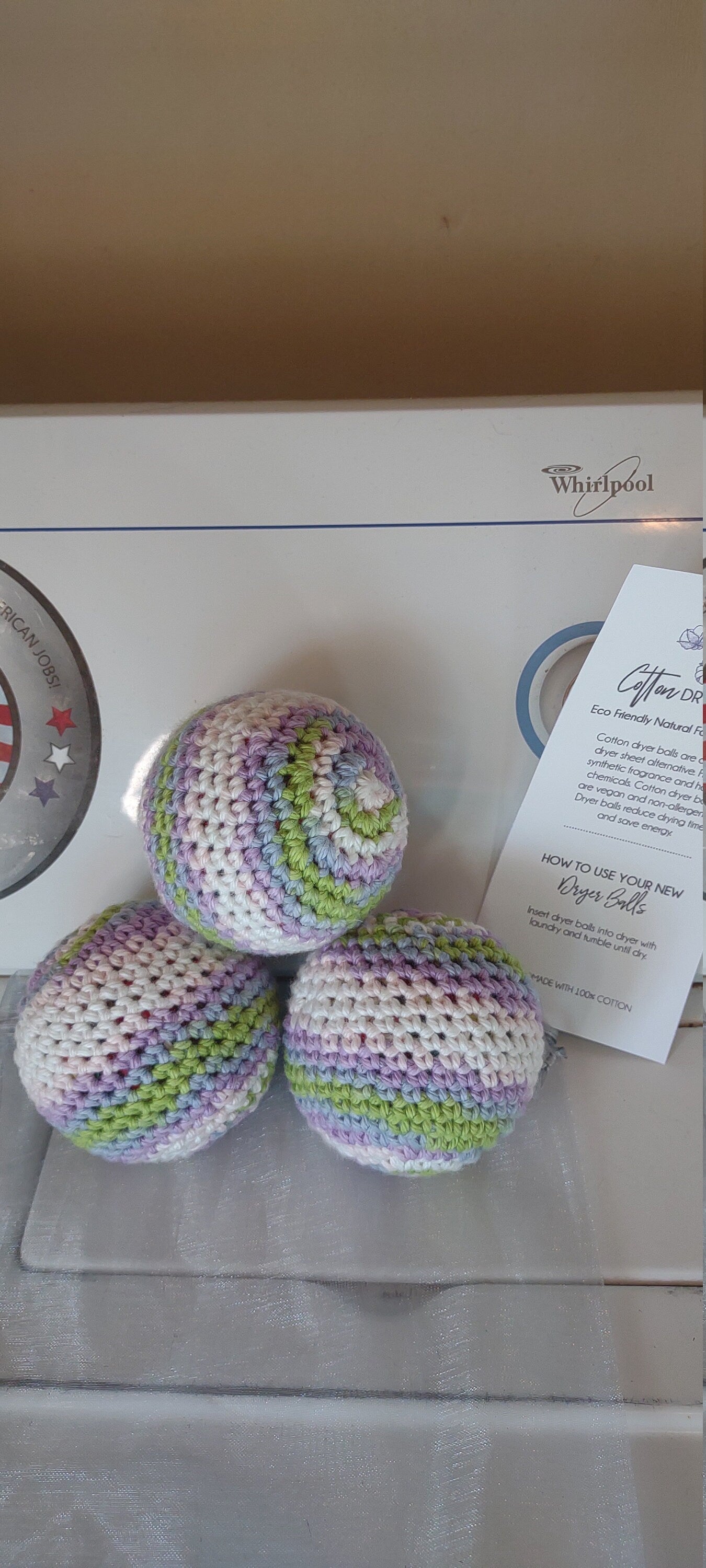 100% cotton dryer balls, vegan, eco-friendly, reusables (cotton candy color)