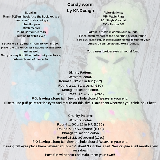 Free candy worm pattern