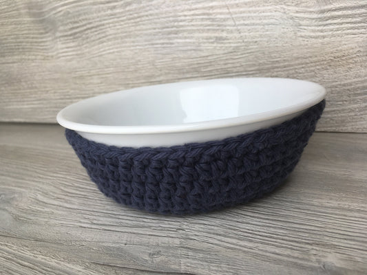 Crochet bowl cozy, reusable bowl holder, set of 2