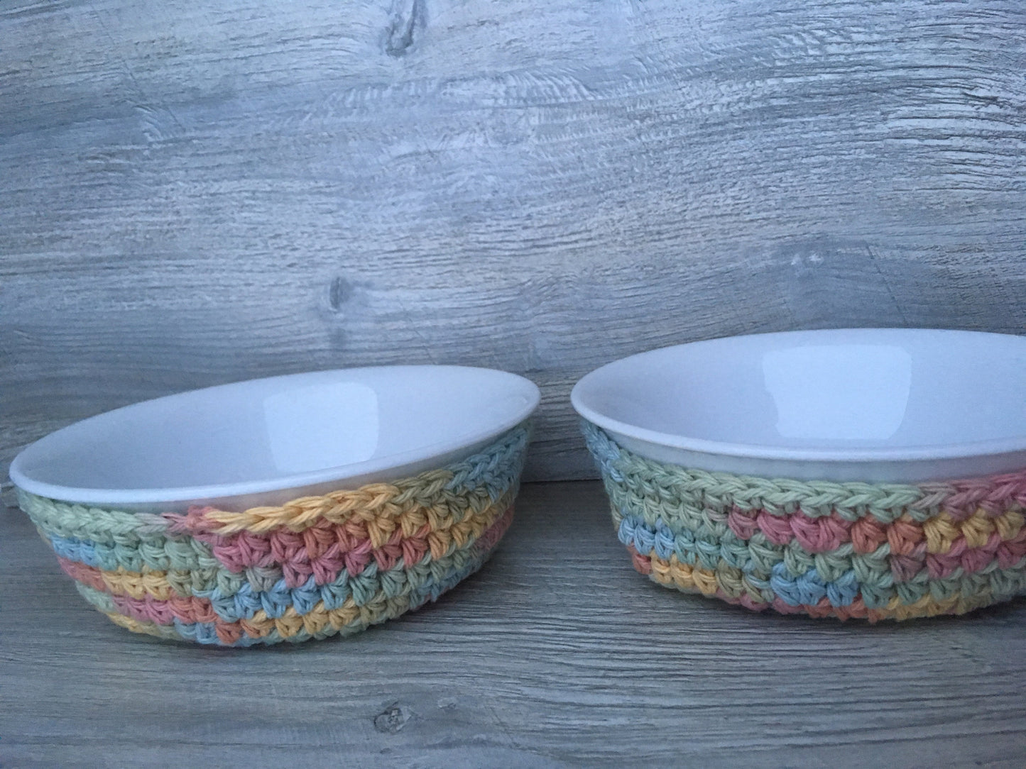 Cotton bowl cozy, reusable bowl holder, set of 2