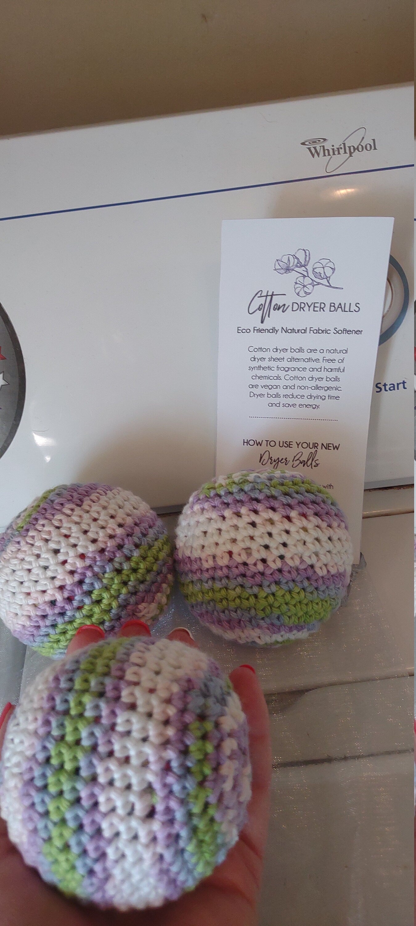 100% cotton dryer balls, vegan, eco-friendly, reusables (cotton candy color)