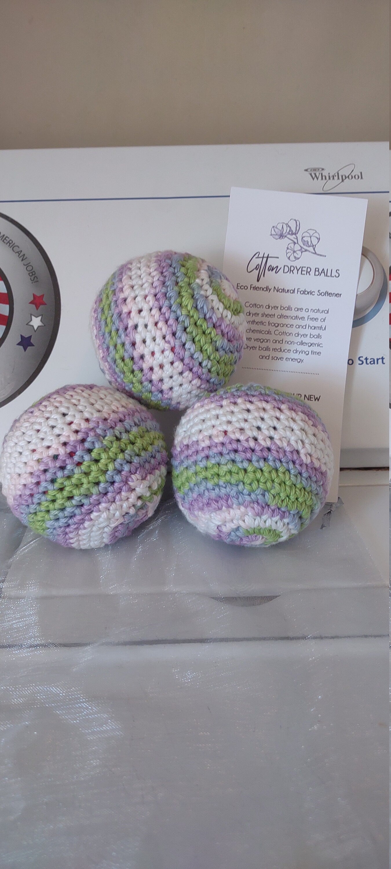 100% cotton dryer balls, vegan, eco-friendly, reusables (cotton candy color)